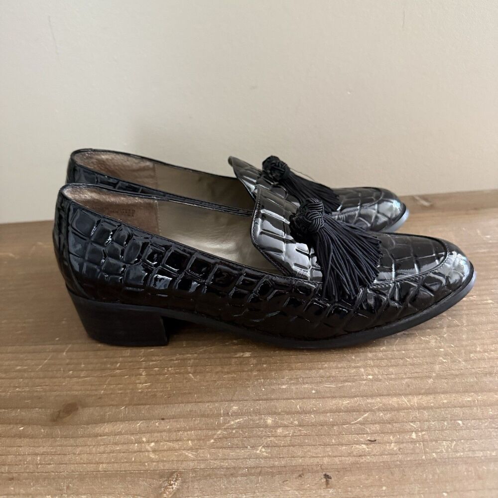 Jones New York Sport Loafer SLIP-ON Black Croc Leather 8 1/2 M